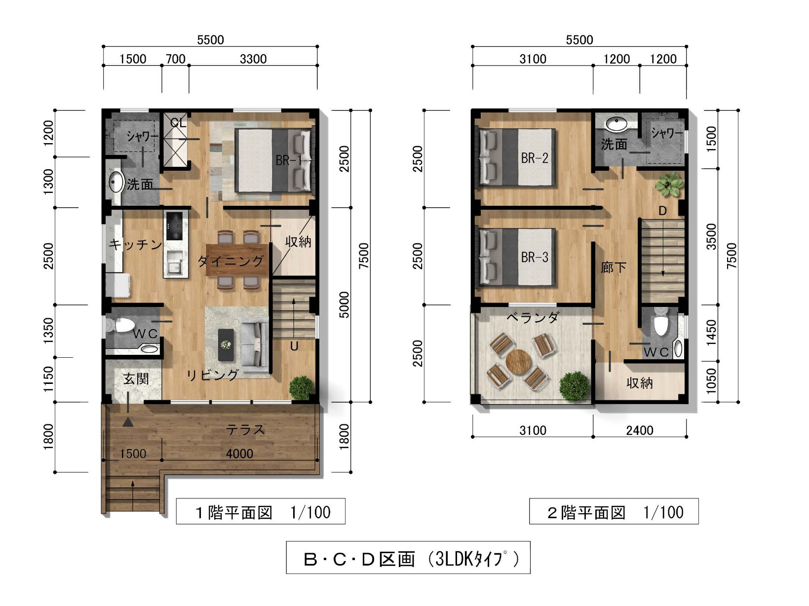 B・C・D区画 平面図